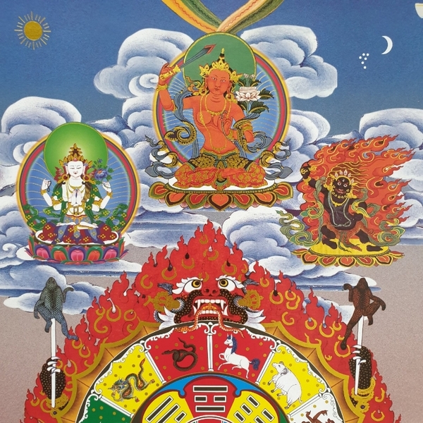 Tranh Thangka Cửu Cung Văn Thù_120x80cm